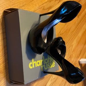 Black Super High Open Toed Heels with Platform